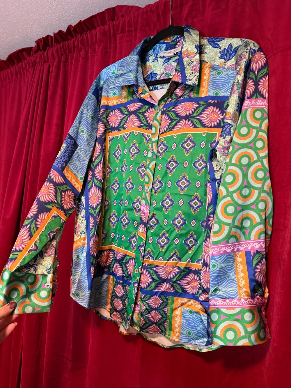 Rachel Zoe Multi-Color Patterned Button-Up Shirt - Picture 4 of 7